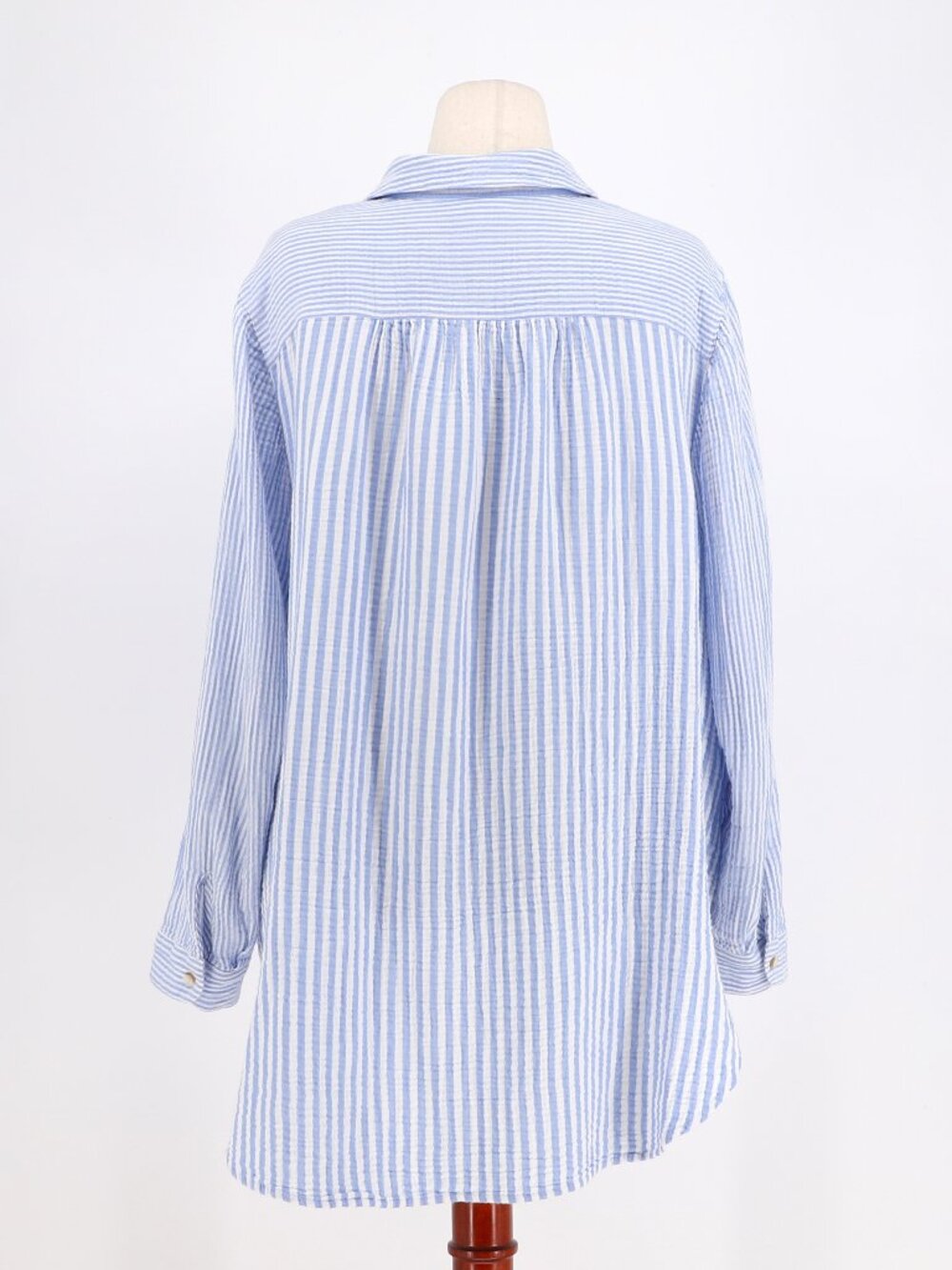 J.JILL Gauze Mixed Striped Blue and White Button Front Shirt Cotton Size 2X - Picture 4 of 6